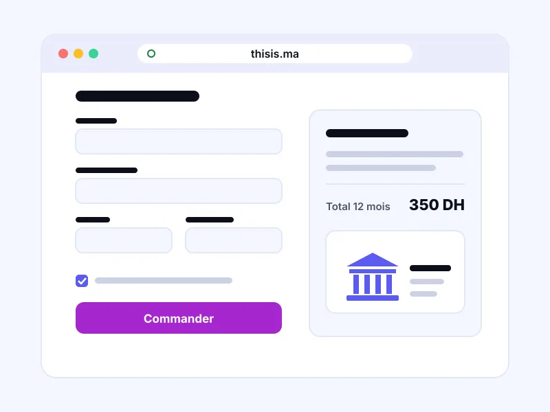 Formulaire de commande IPTV avec récapitulatif du plan et paiement par virement bancaire